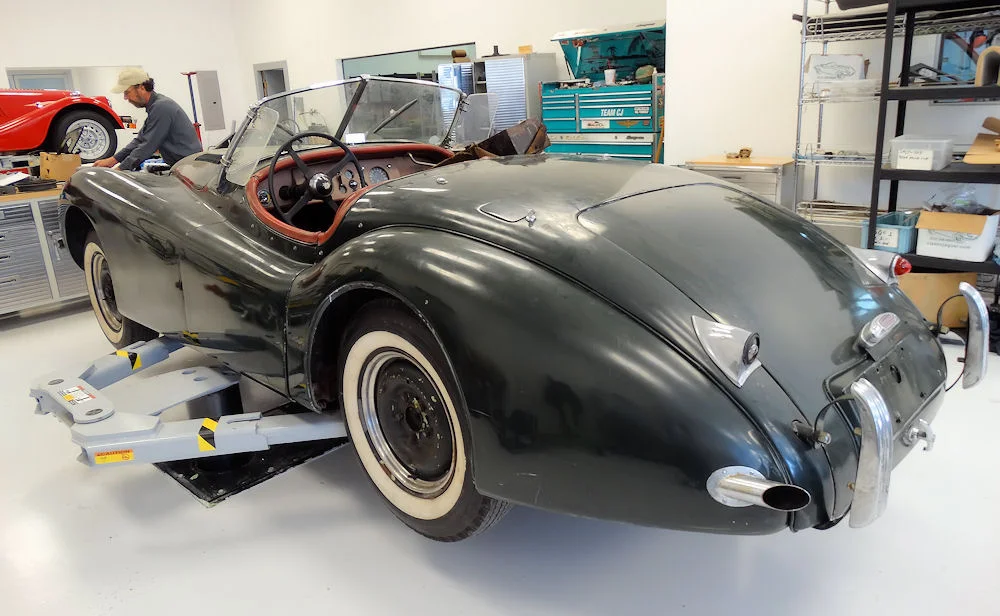 This is what they started with, a complete, yet slightly worn, 1950 Jaguar XK120