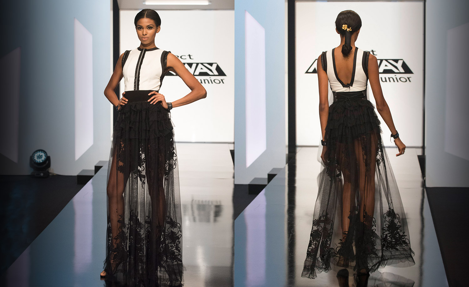 Tierra in a Project Runway Junior finale fashion week preview look by #DesignerMaya