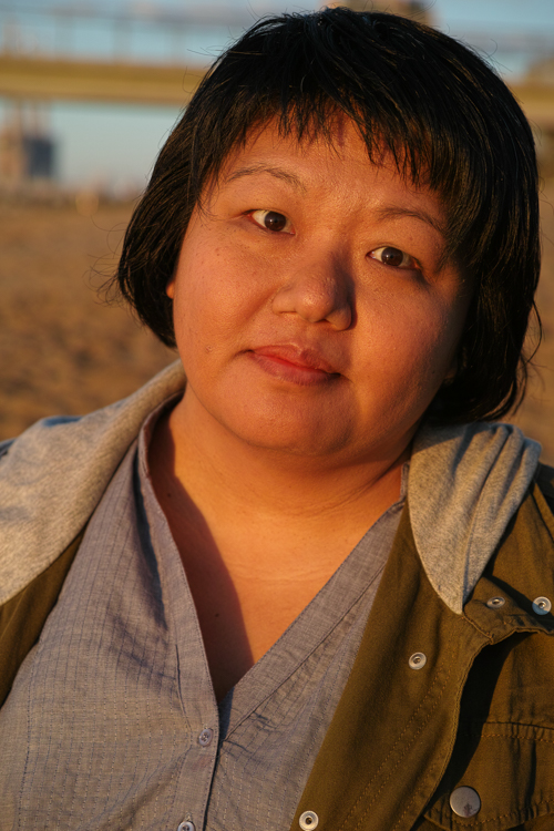 Jana enjoying the sunrise in Barcelona, image made with a Sigma DP3 Merrill