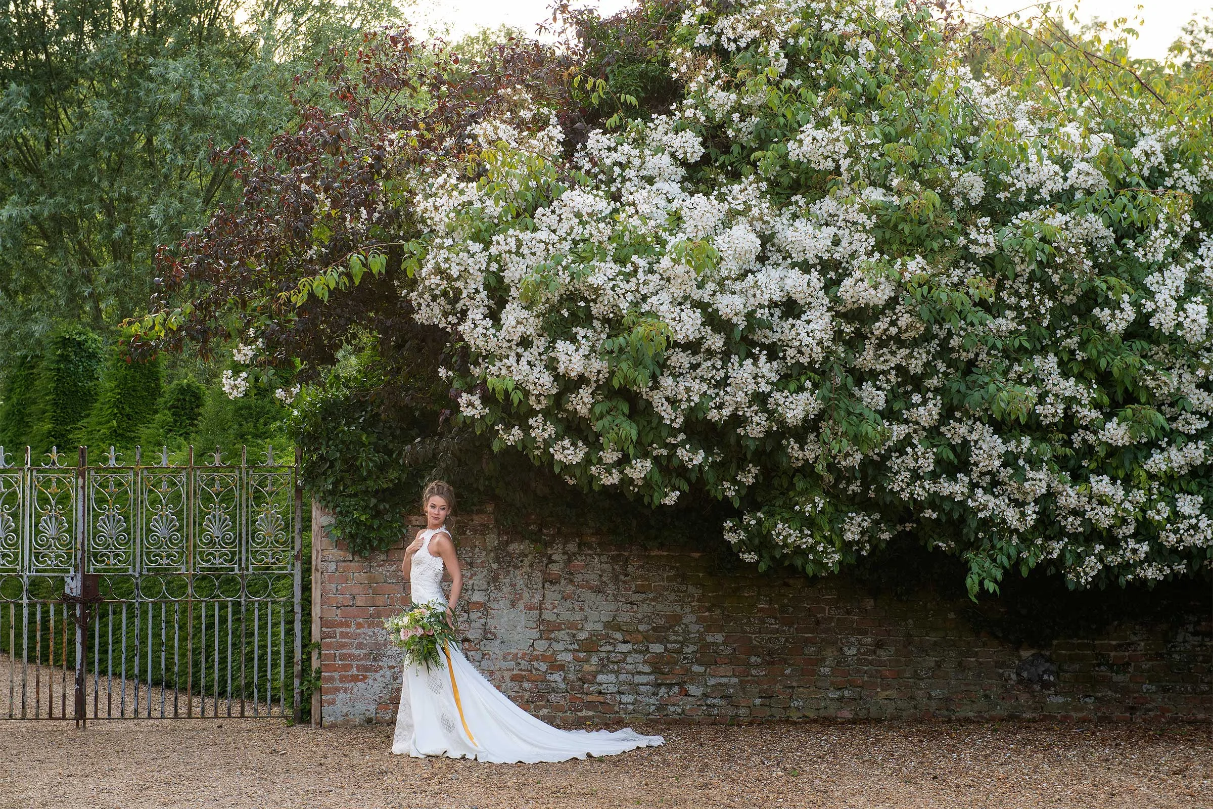Wedding photography of bride at Hales Hall
