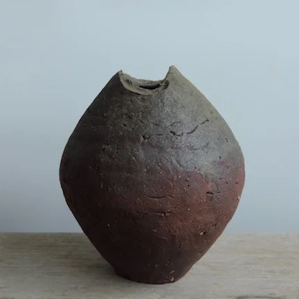 Natural Ash Glazed Vessel North Carolina STARworks Clay, Stone Inlcusions Wood Fired in Penland, NC