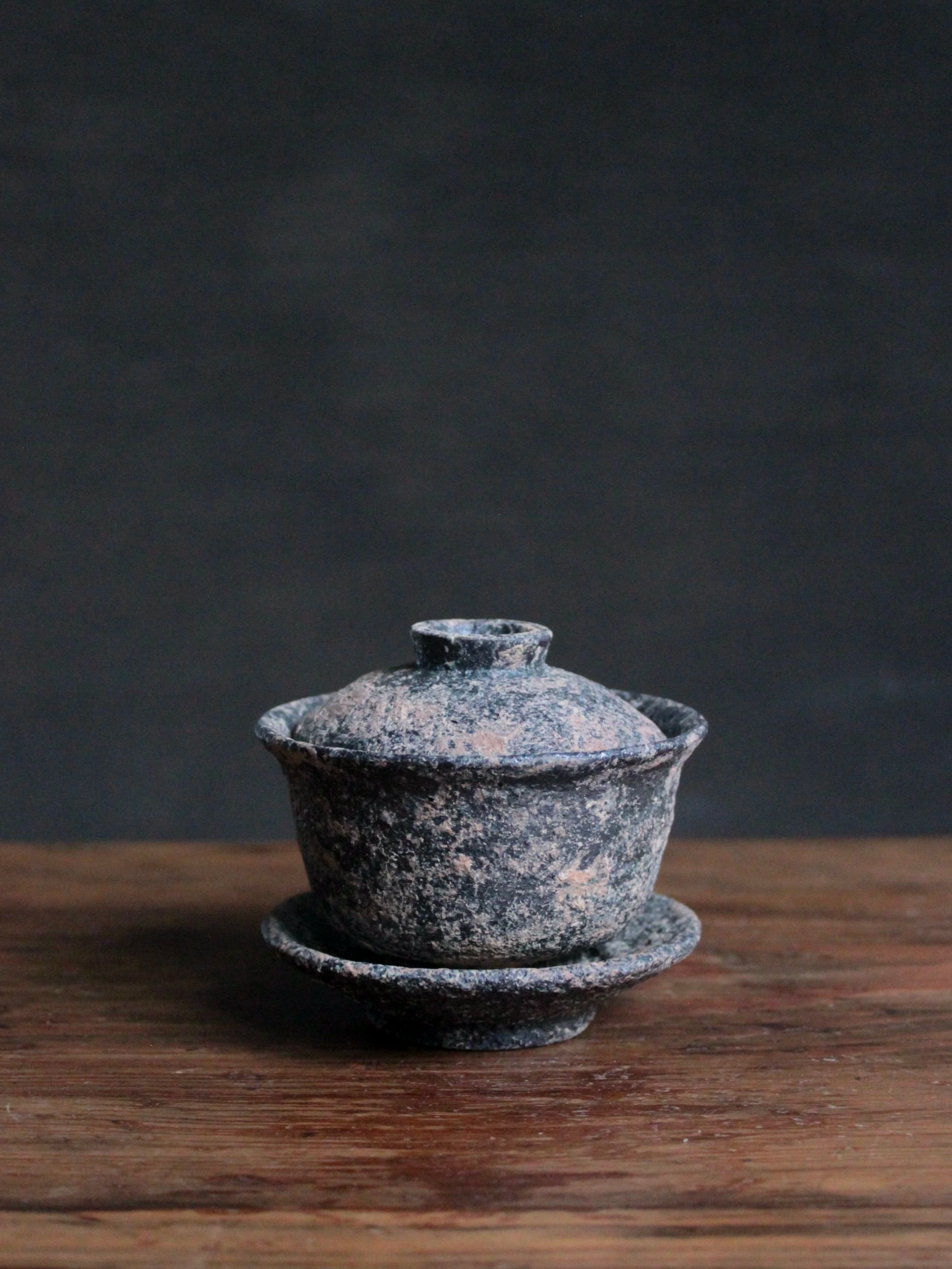 Textured Gaiwan, 120 ml, Iron Glaze and Glacial Clay Finish, #545