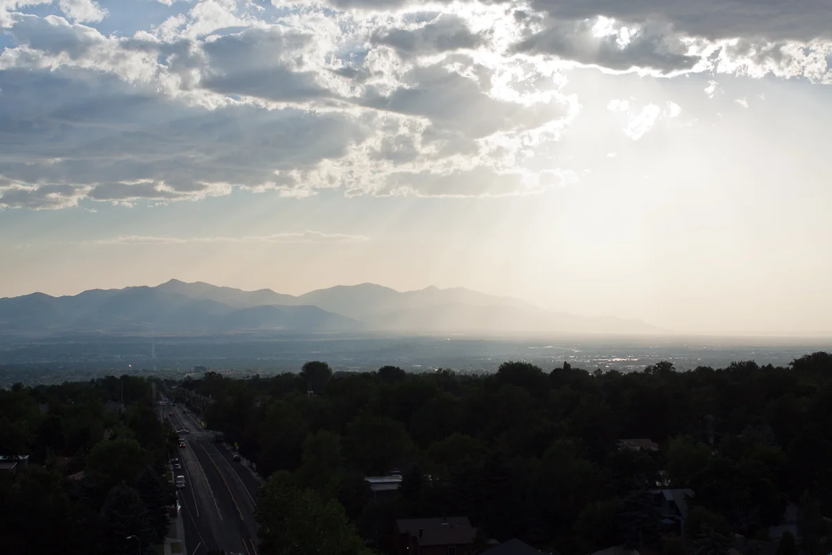 78th South, in the left side of the frame, as seen from the eastern foothills of the Salt Lake Valley.