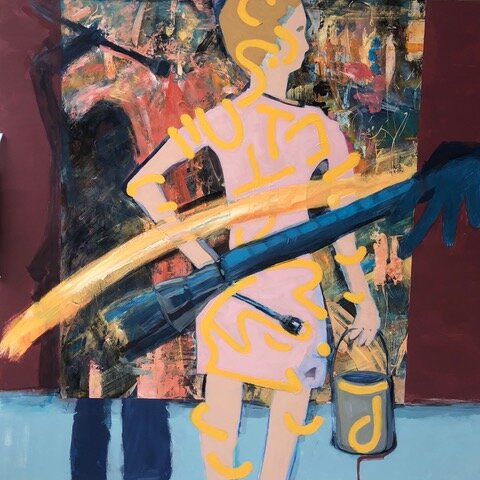 Past, Present & Future, 36"x36"x2", acrylic on clay board, 2019