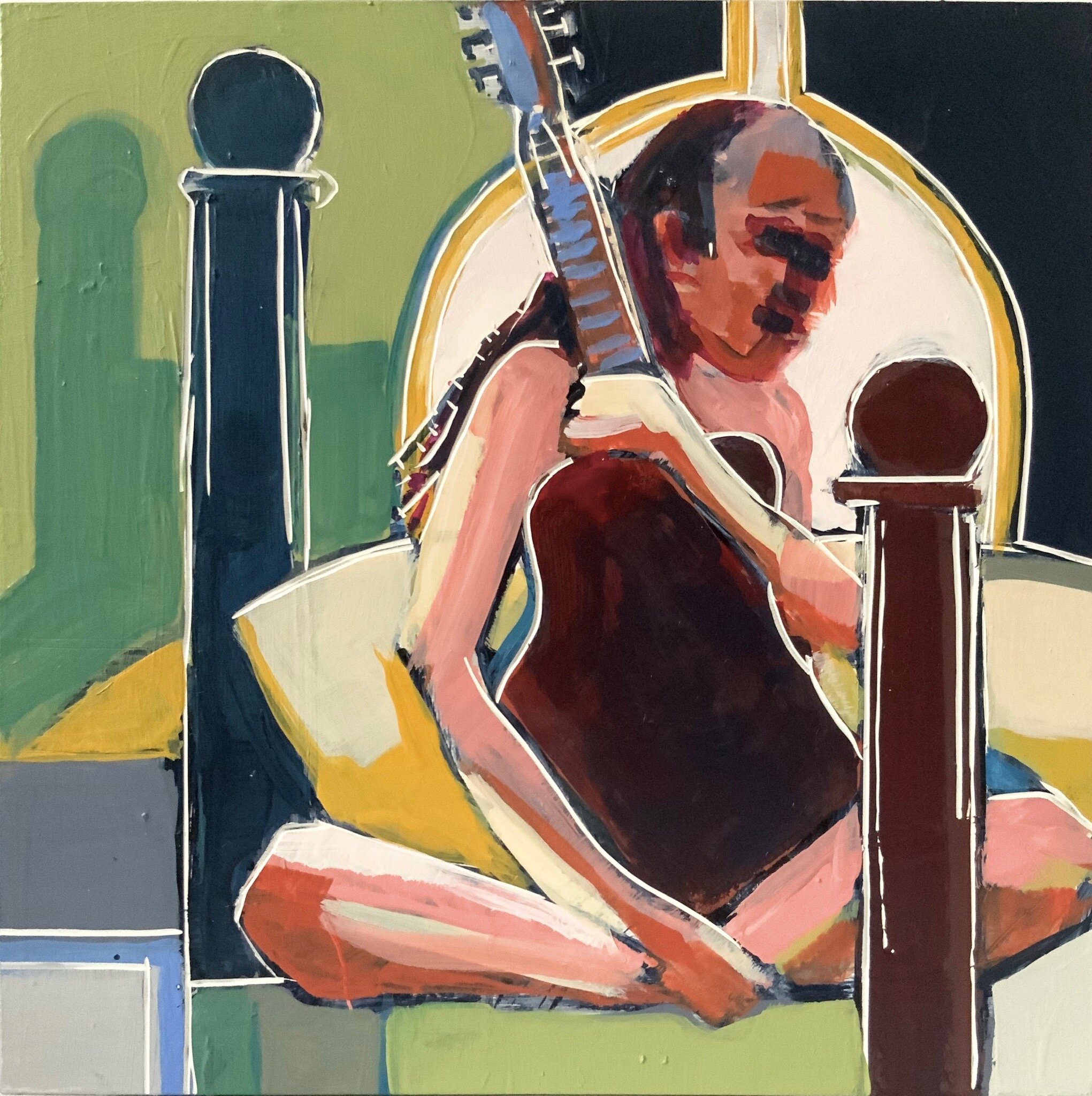 Jingle Django, 6x6”, acrylic on clay board, $85
