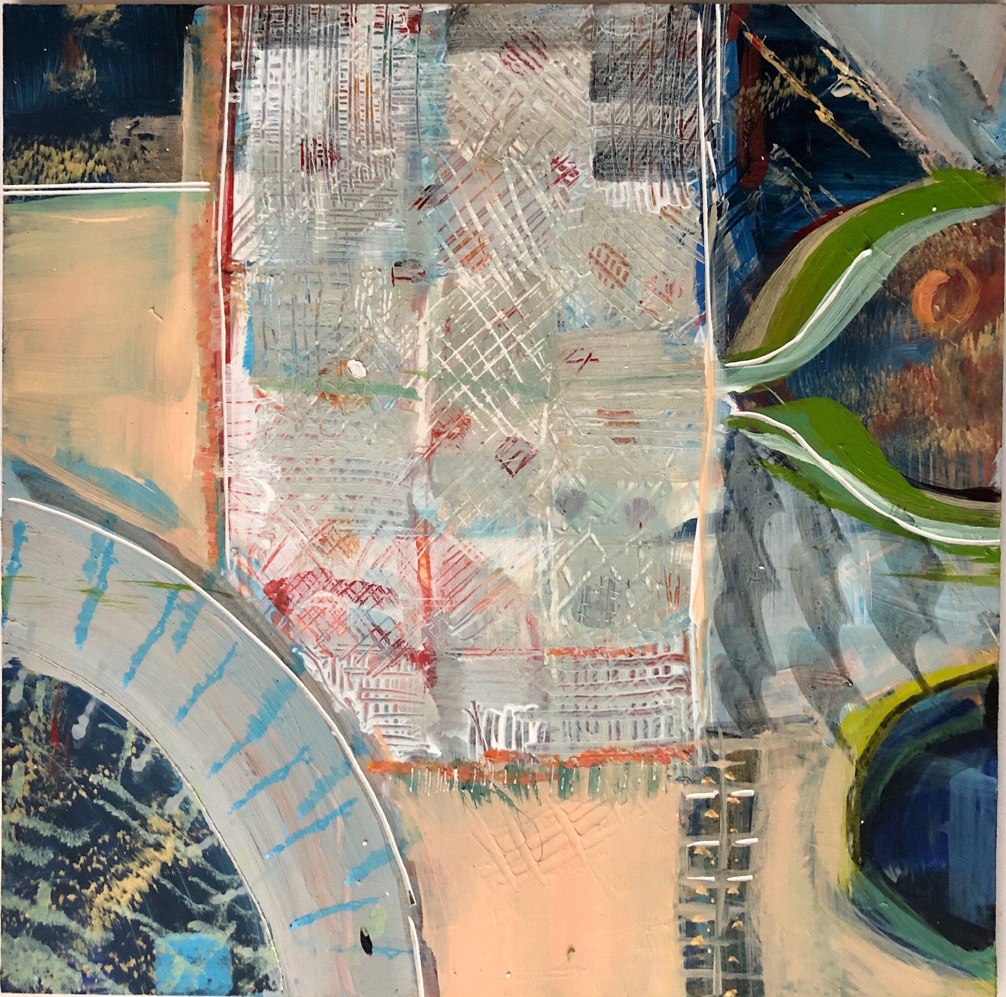 Carpeteria, 6x6", acrylic on clay board, $85