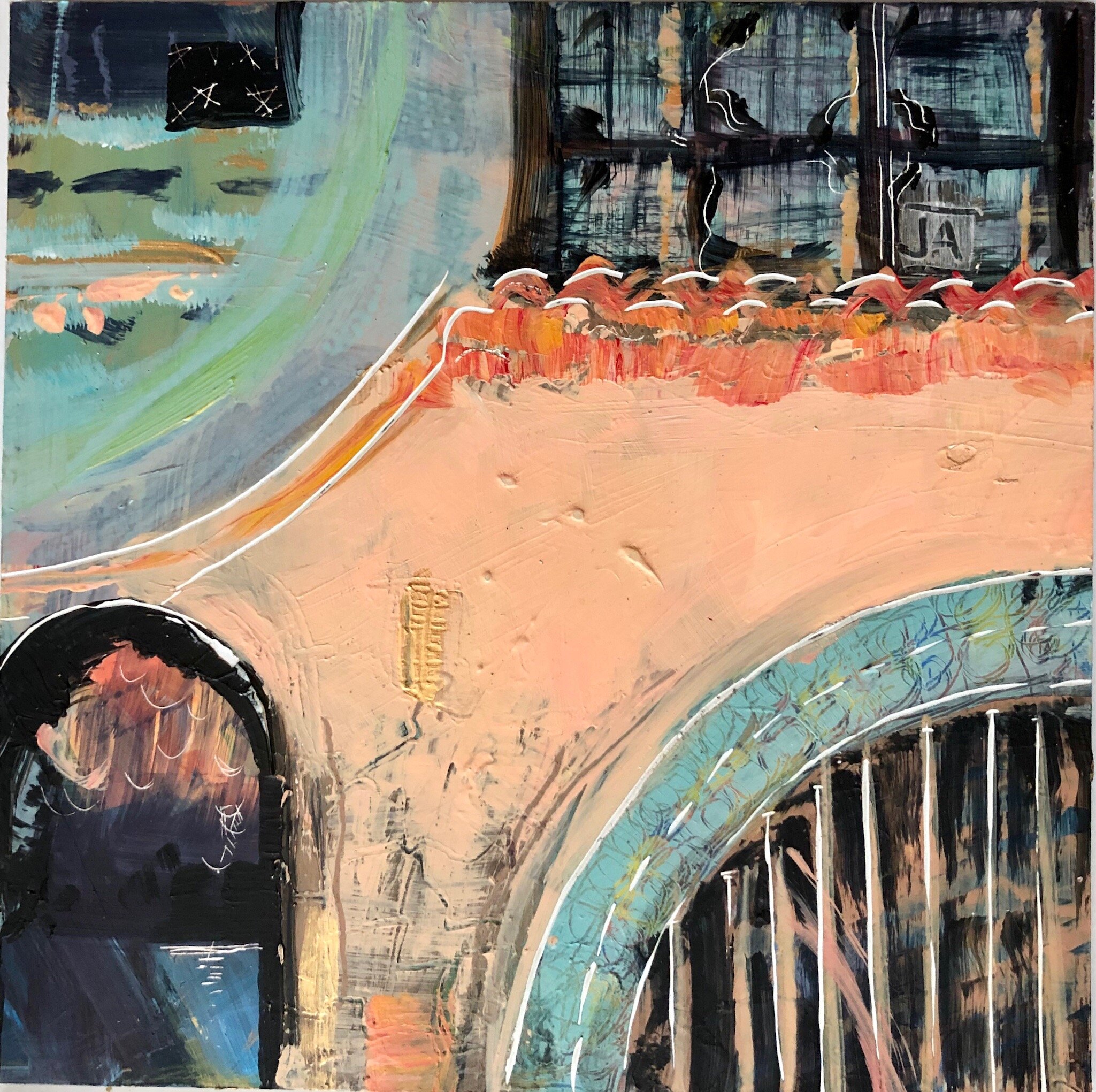 Arches, 6x6", acrylic on clay board, $85