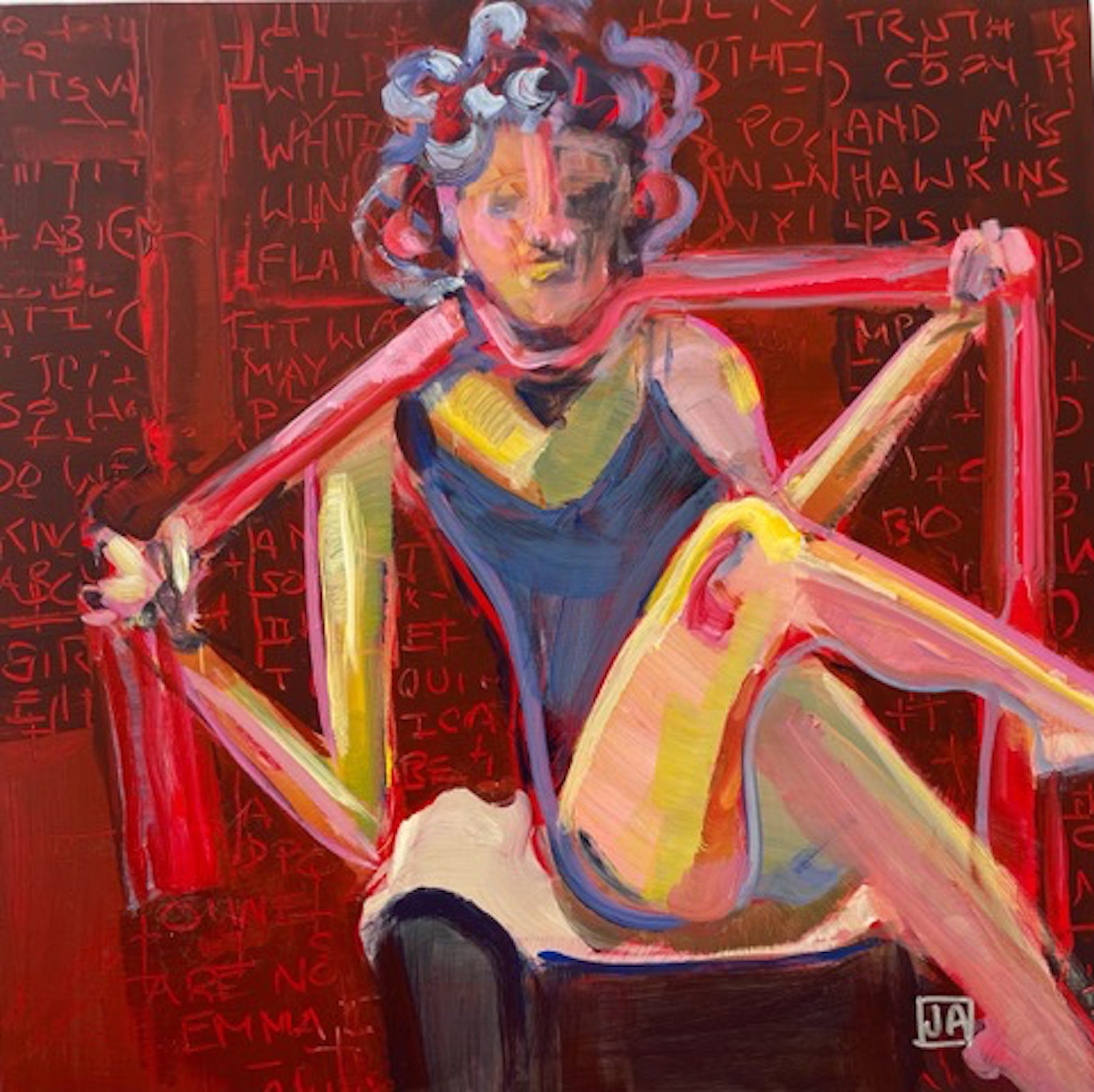 Emma Hawkins, 12"x12", acrylic on clay board, 2021, SOLD