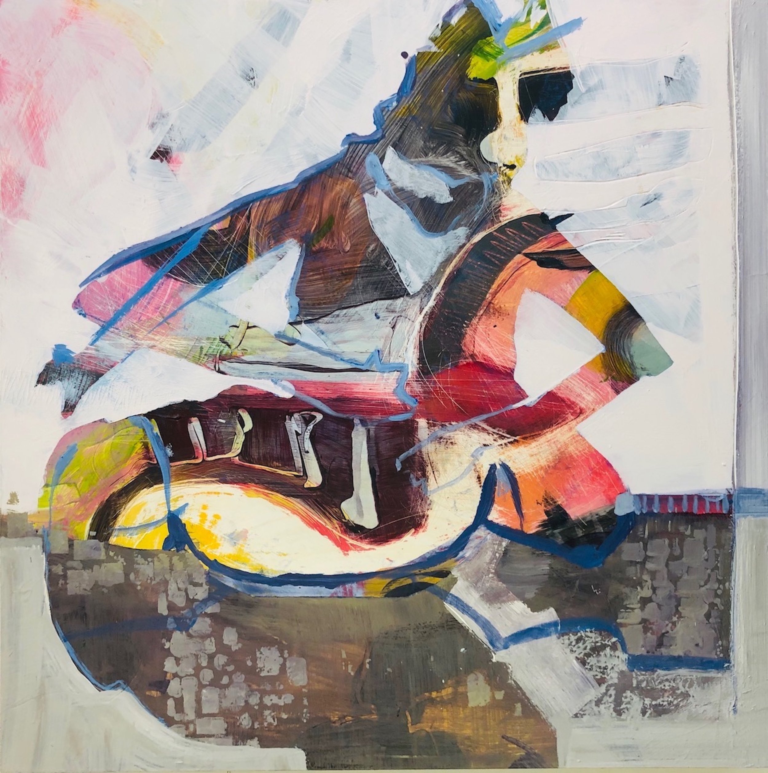 Unwrapping The Future, 12"x12", acrylic on clay board, 2021 SOLD