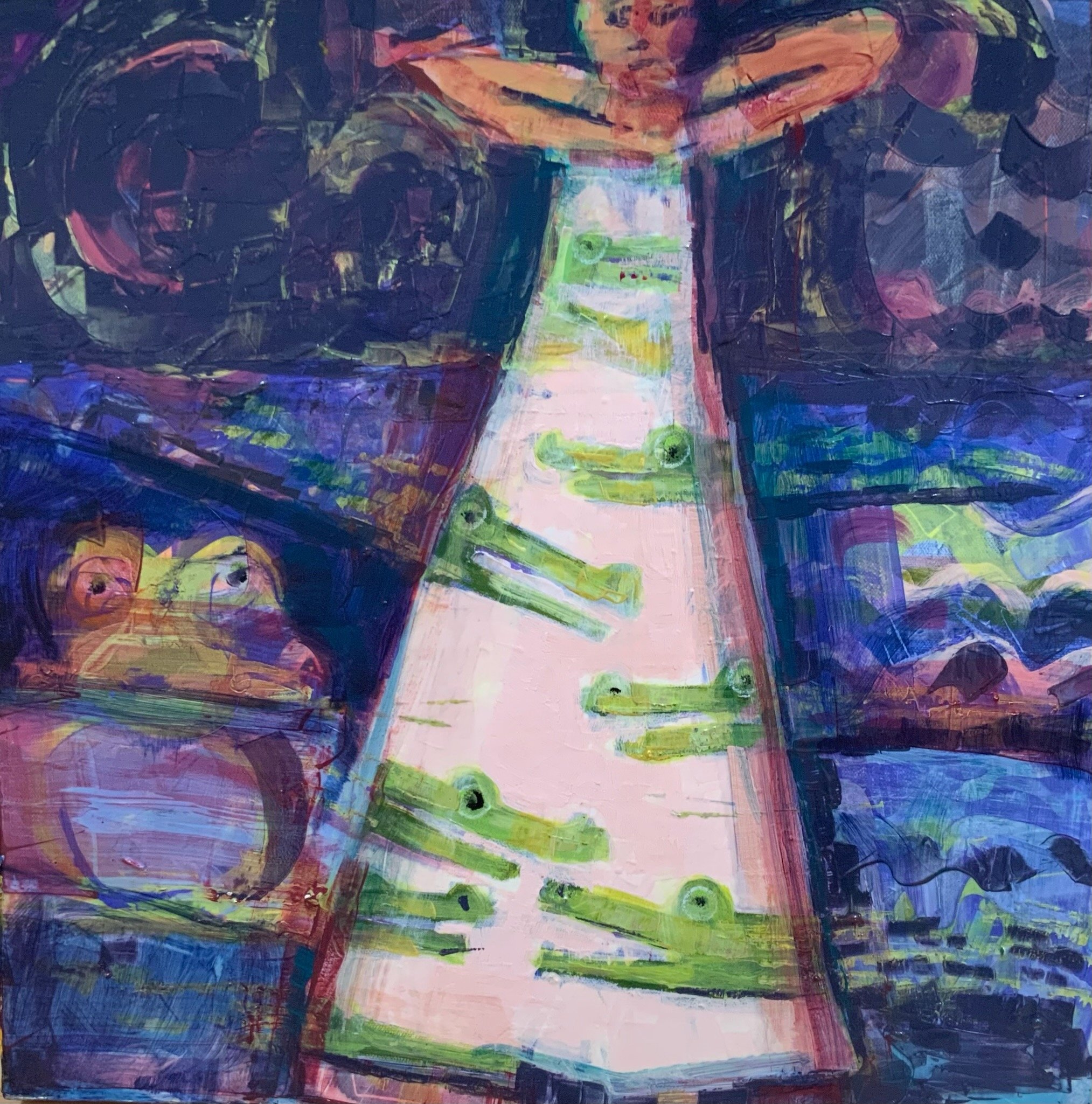 Gator Garden, 20" x 20", acrylic on gallery wrapped canvas, 2024