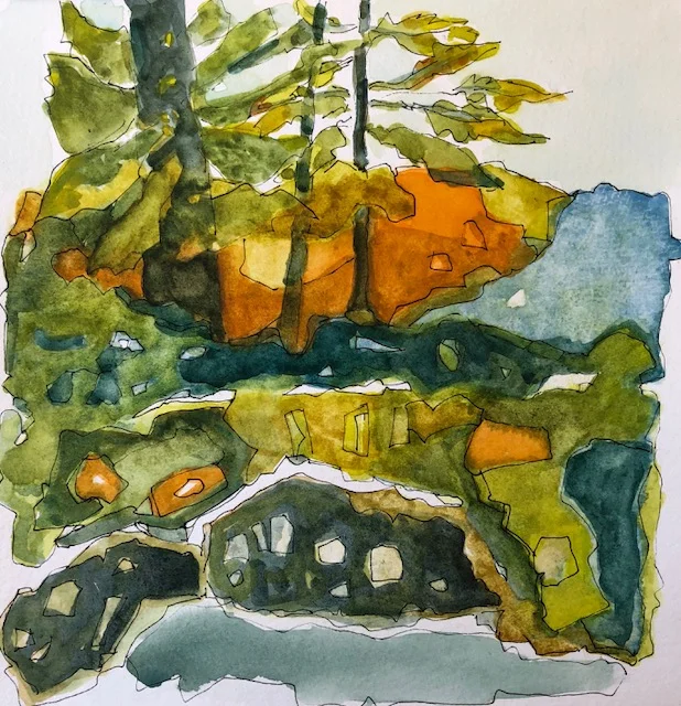 Rocks, water, trees