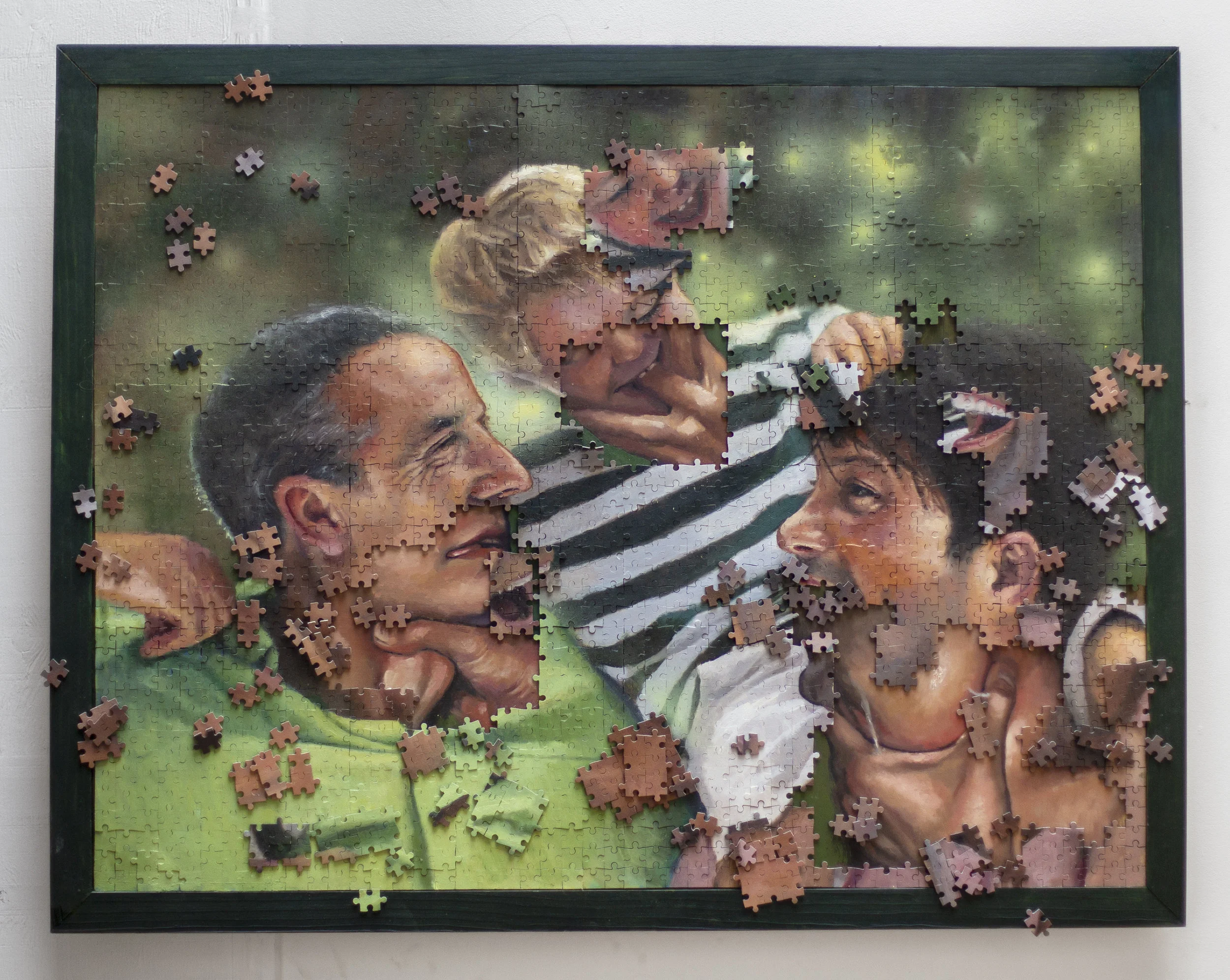 Oil on 2000 piece wooden puzzle 30”x40” 2018