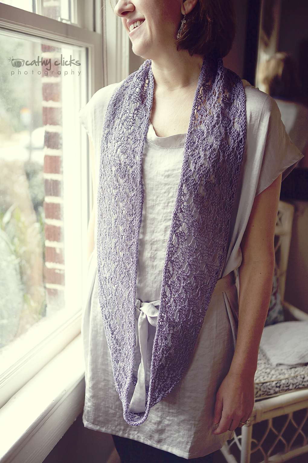 Linen Lace Infinity Scarf - worn by the creator herself.
