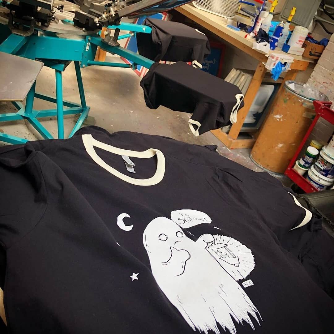 Pleasure to help make your designs come to life!!! #xpressionprints #screenprinting #franklinma #shoplocal

REPOST: 
@stilldeadart Big things happening today 🤩 more info soon! 
.
Huge shoutout to @xpressionprints for helping me pull this together so
