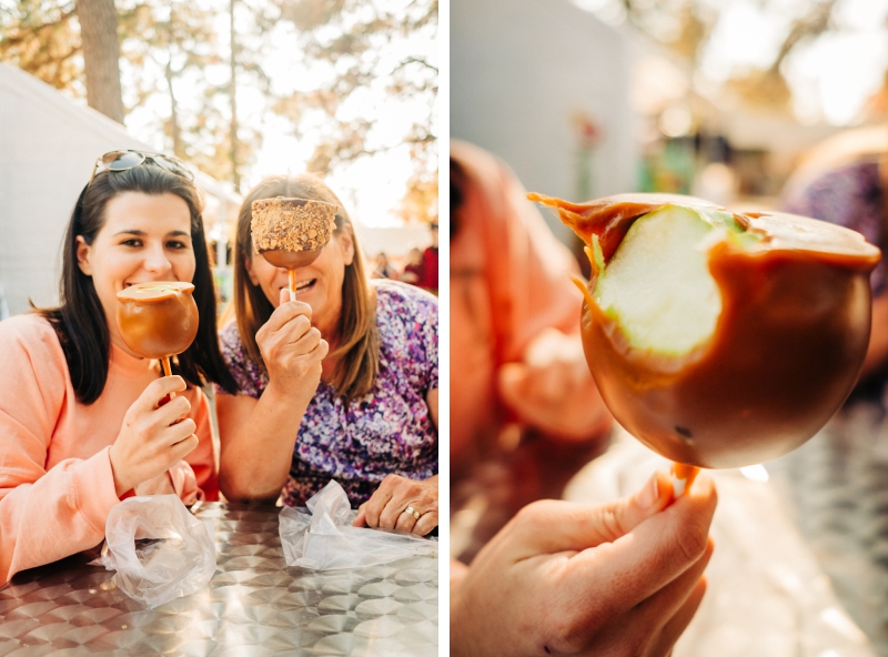 Jennifer & her aunt snacking on some caramel apples!