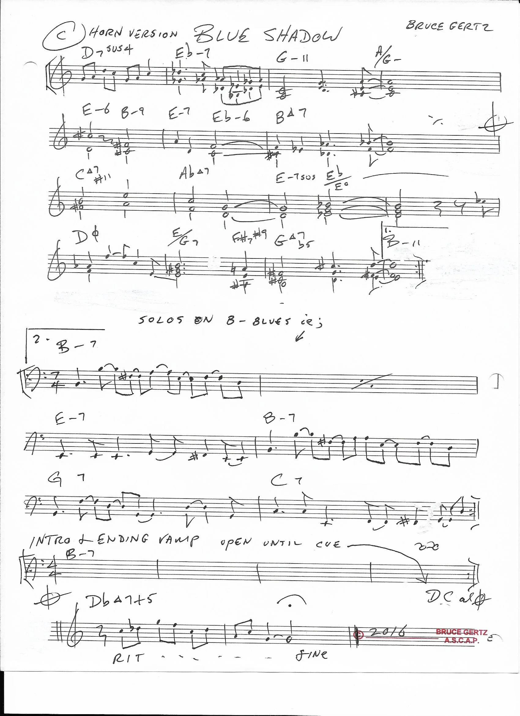 Blue Shadow, Horn Version