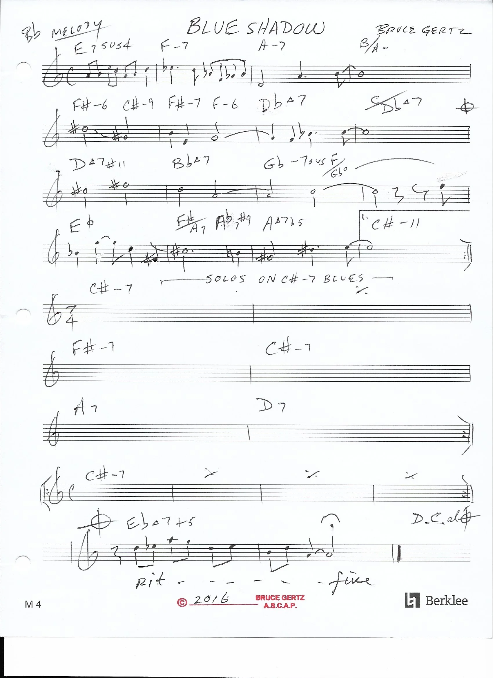 Bb, Blue Shadow, Melody