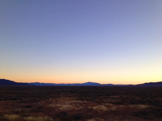 The evening glow over the mountains in Wyoming.