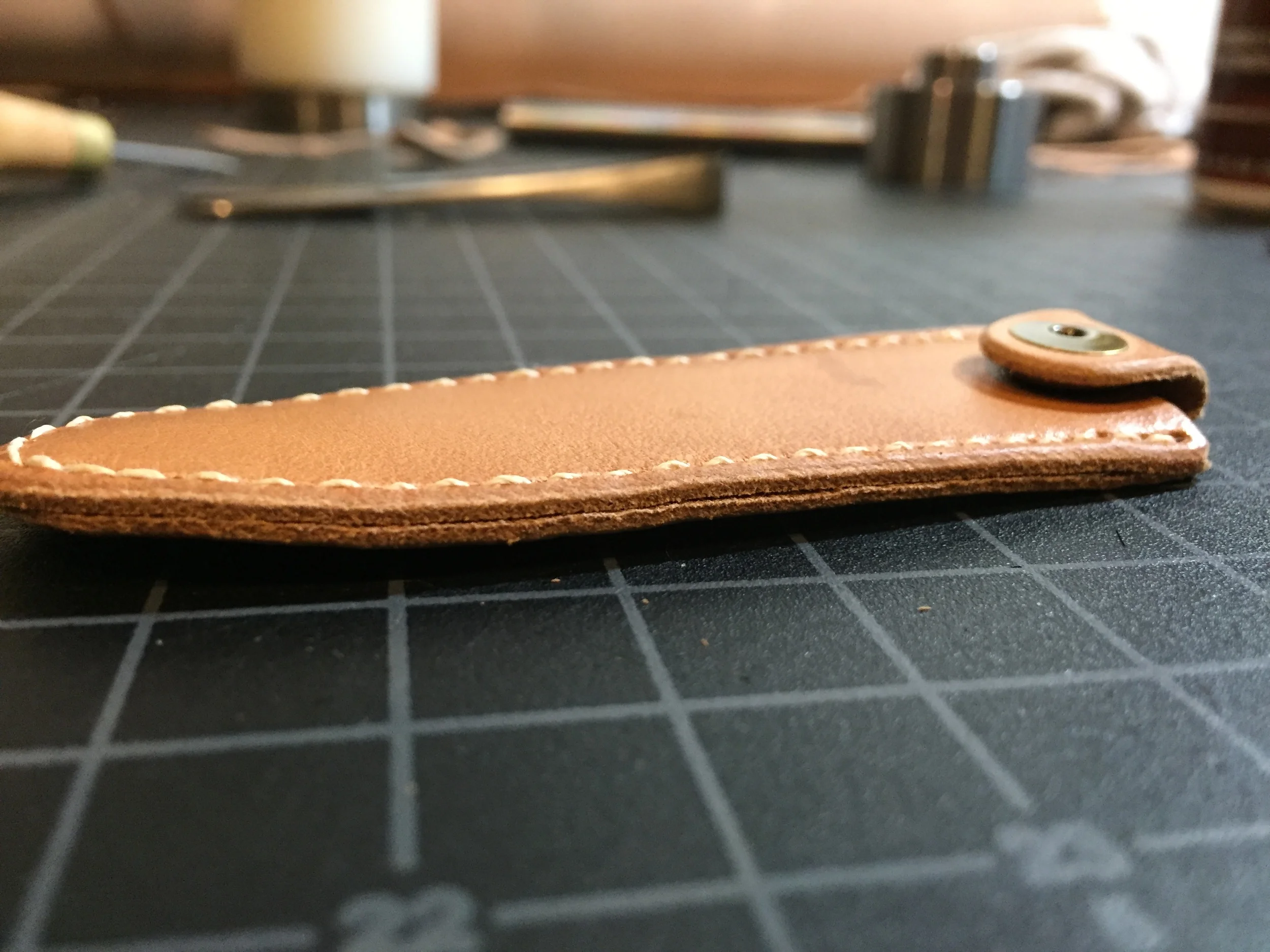 Raw edge of the stitched case.