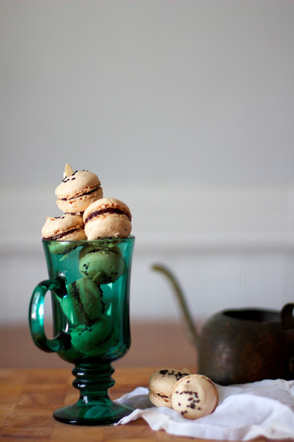 Black Sesame Strawberry Balsamic Macarons