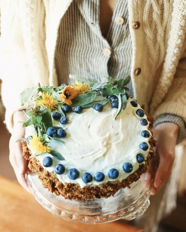 Dandelion Cake with Coconut Icing {vegan}