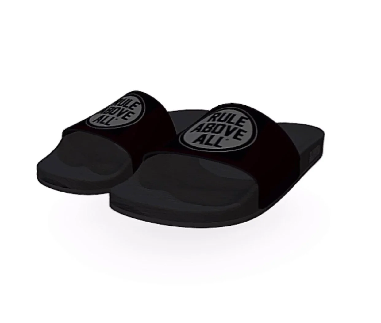 REKLAWCLOTHING.RULEABOVEALL®.SLIDES.BLACK.LEFT.jpeg