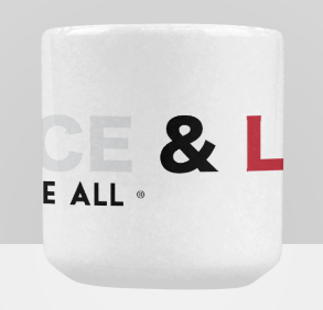 Reklaw Clothing Heart Shaped Mug.PeaceAndLove Heart-shaped Morphing Mug.Front..png