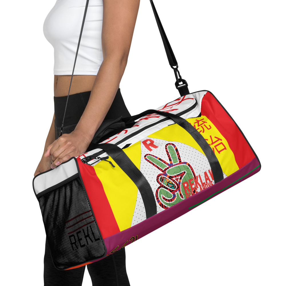 Reklaw Clothing SS21 AW21 Duffle Bag.side mockup with model.png