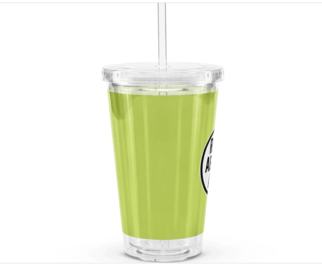 Reklaw Clothing Clear Plastic Tumbler.Rule Above All.Right Side View.SS24.png