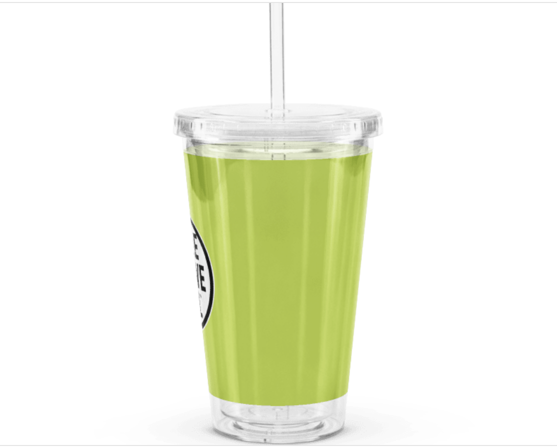 Reklaw Clothing Clear Plastic Tumbler.Rule Above All.Left Side View.SS24.png