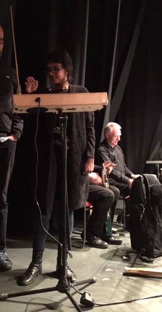 Yshani playing the Theremin