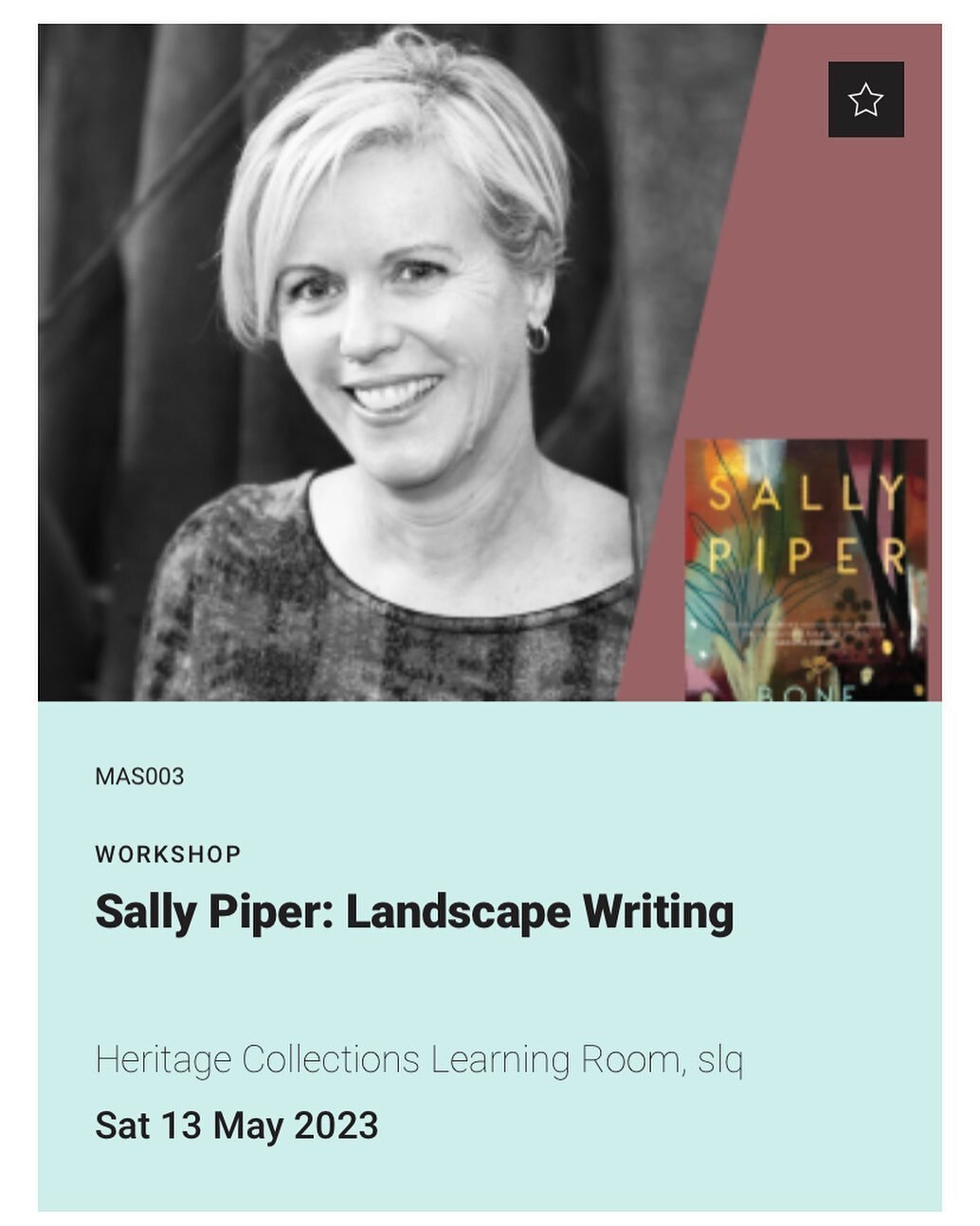 I&rsquo;m very excited to be presenting this 3-hour workshop for the Brisbane Writers Festival on Saturday 13 May from 10am - 1pm at State Library of Queensland. Then on Sunday I&rsquo;ll be speaking with Robbie Arnott (Limberlost), Inga Simpson (Wil
