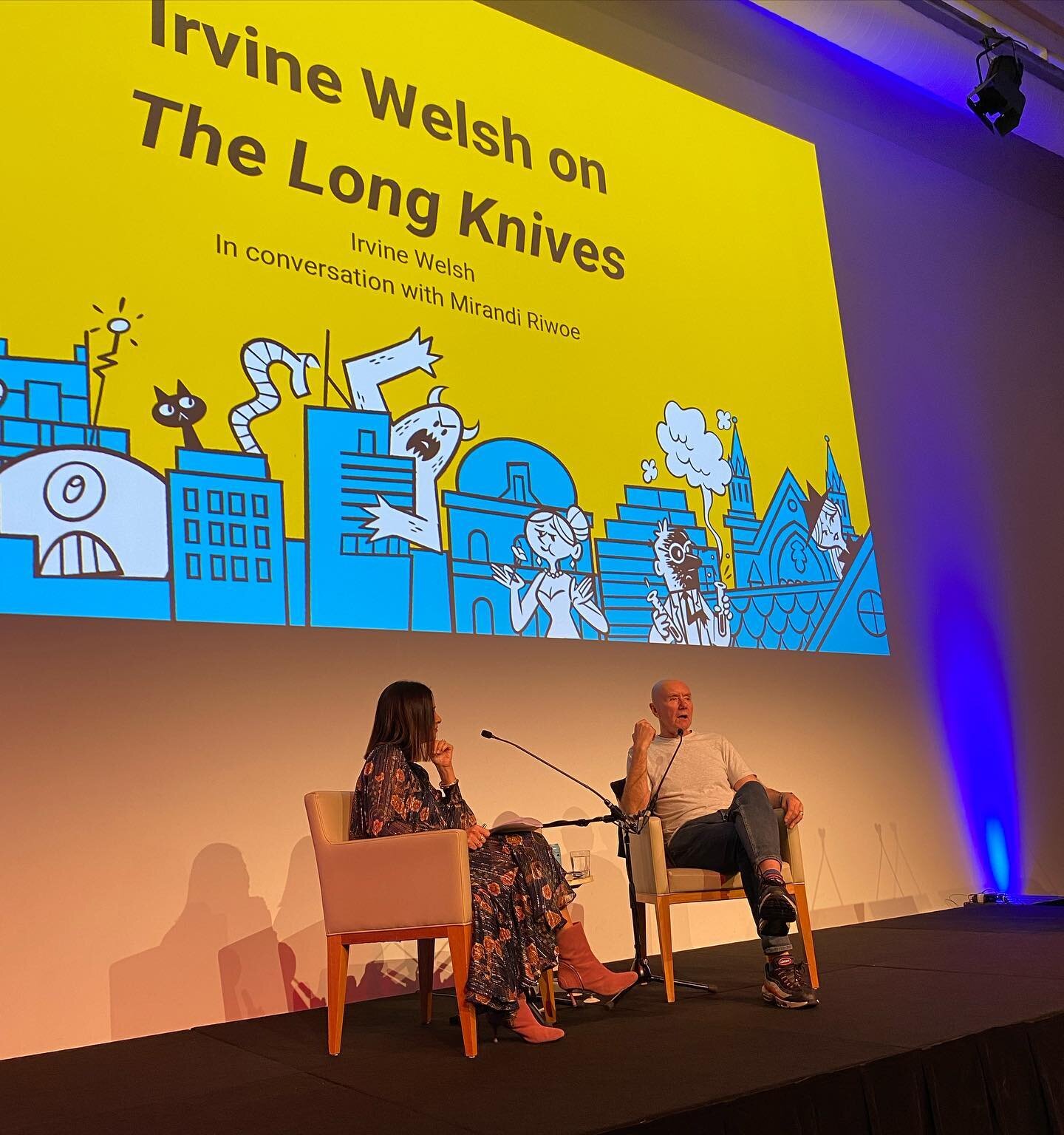 Great start to @briswritersfest last night with @mirandiriwoe in conversation with @irvine.welsh👌