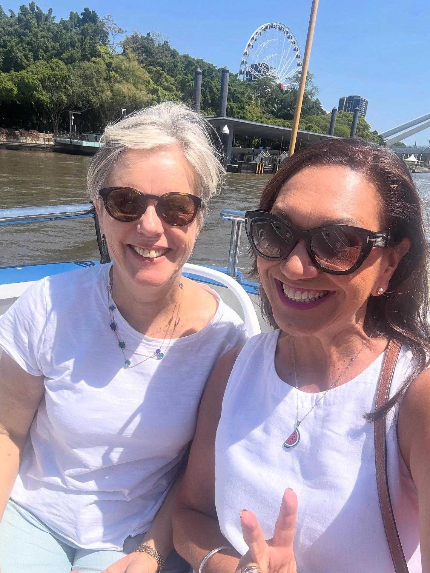 On the ferry to @briswritersfest with literary legend @dranitaheiss! Nice way to travel to &ldquo;work&rdquo;😉⛴️