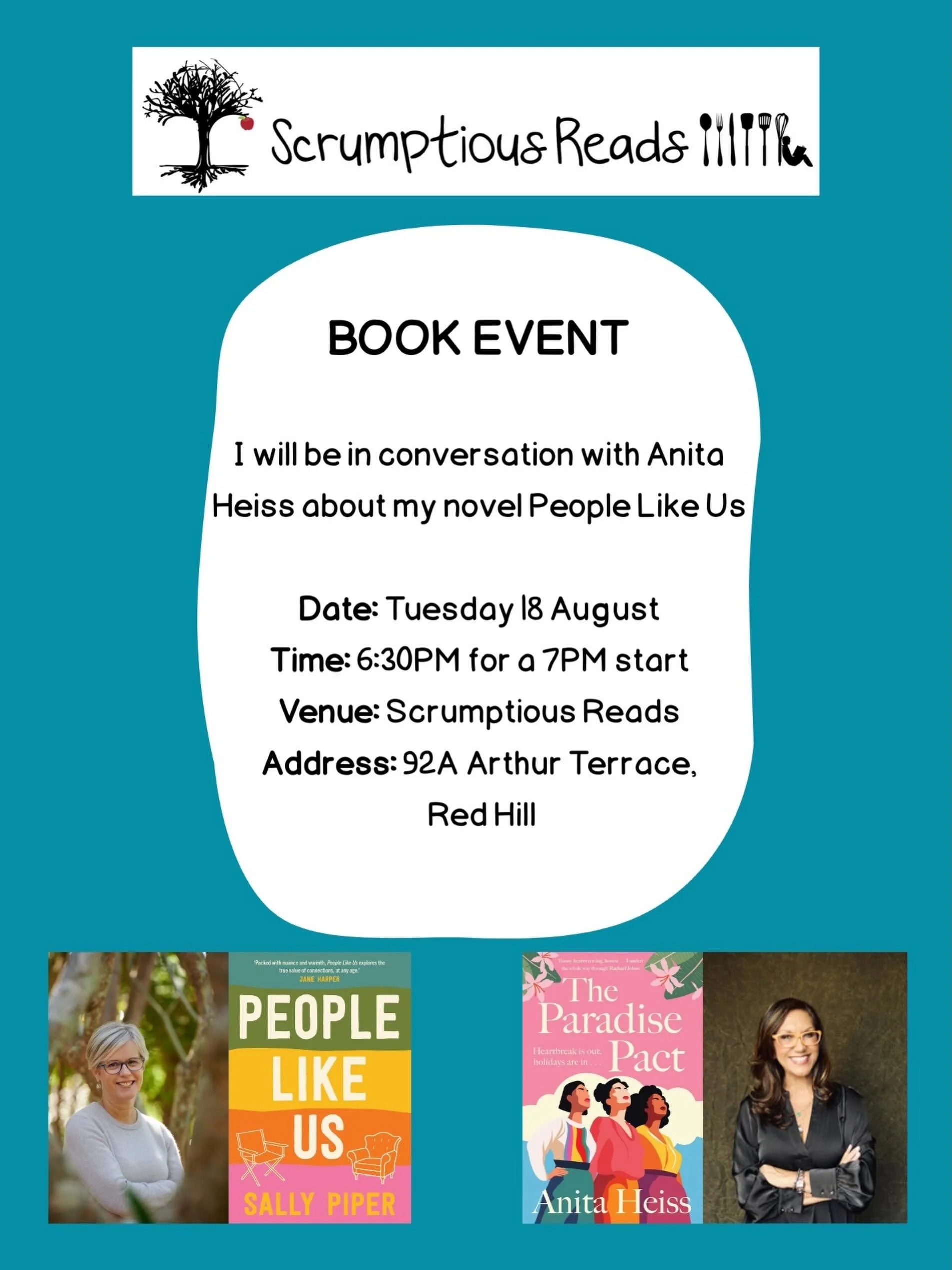 We both look a bit stern with our arms crossed but I can assure you we&rsquo;ll aim for a robust but also playful conversation. Come along if you can, I&rsquo;d love to see you there. It&rsquo;s a ticketed event to include food and wine and you can b