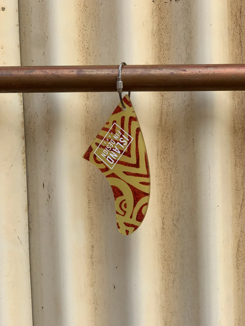 FIN KEYCHAIN - RED & YELLOW TRIBAL — ISLAND FIN DESIGN