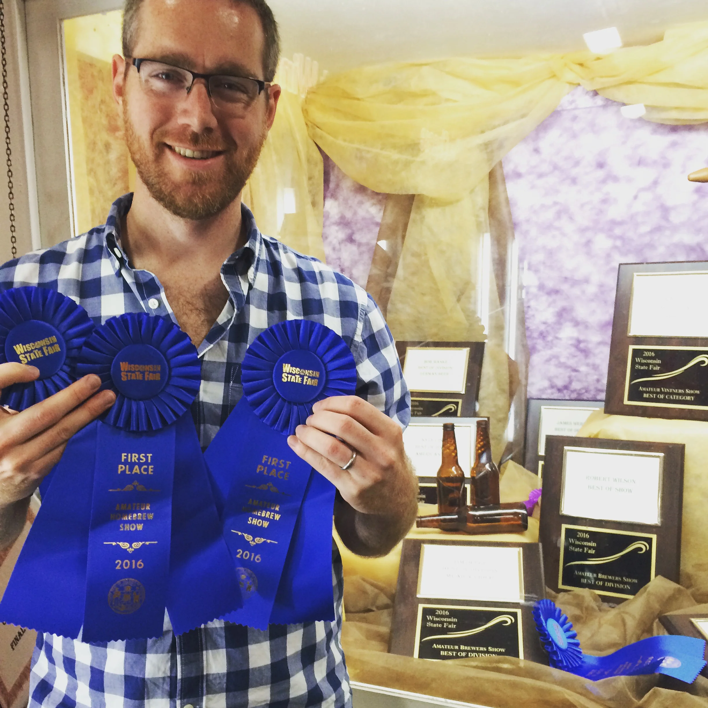 Joe with his 3 blue ribbons at the 2016 Wisconsin State Fair