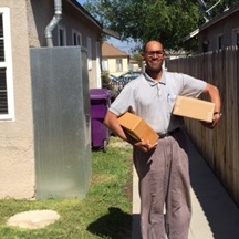 Vernon moving into his new HOPE home in Long Beach.