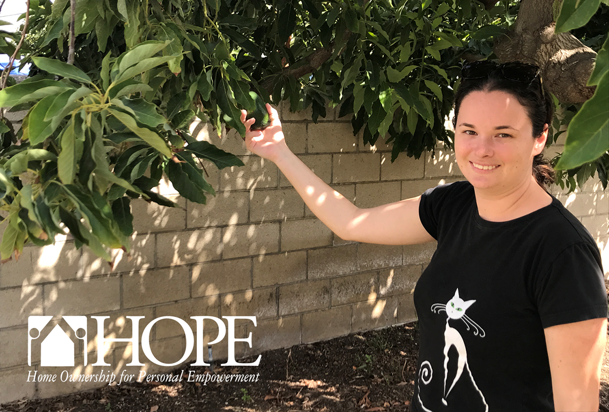 Emily enjoys the garden and trees at her new HOPE Independent Living Home in Norwalk.