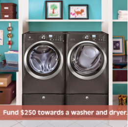 Fund $250 towards a washer and dryer.