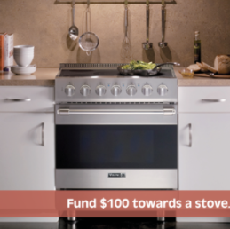 Fund $100 towards a stove.