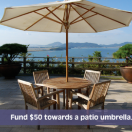 Fund $50 towards a patio umbrella. 