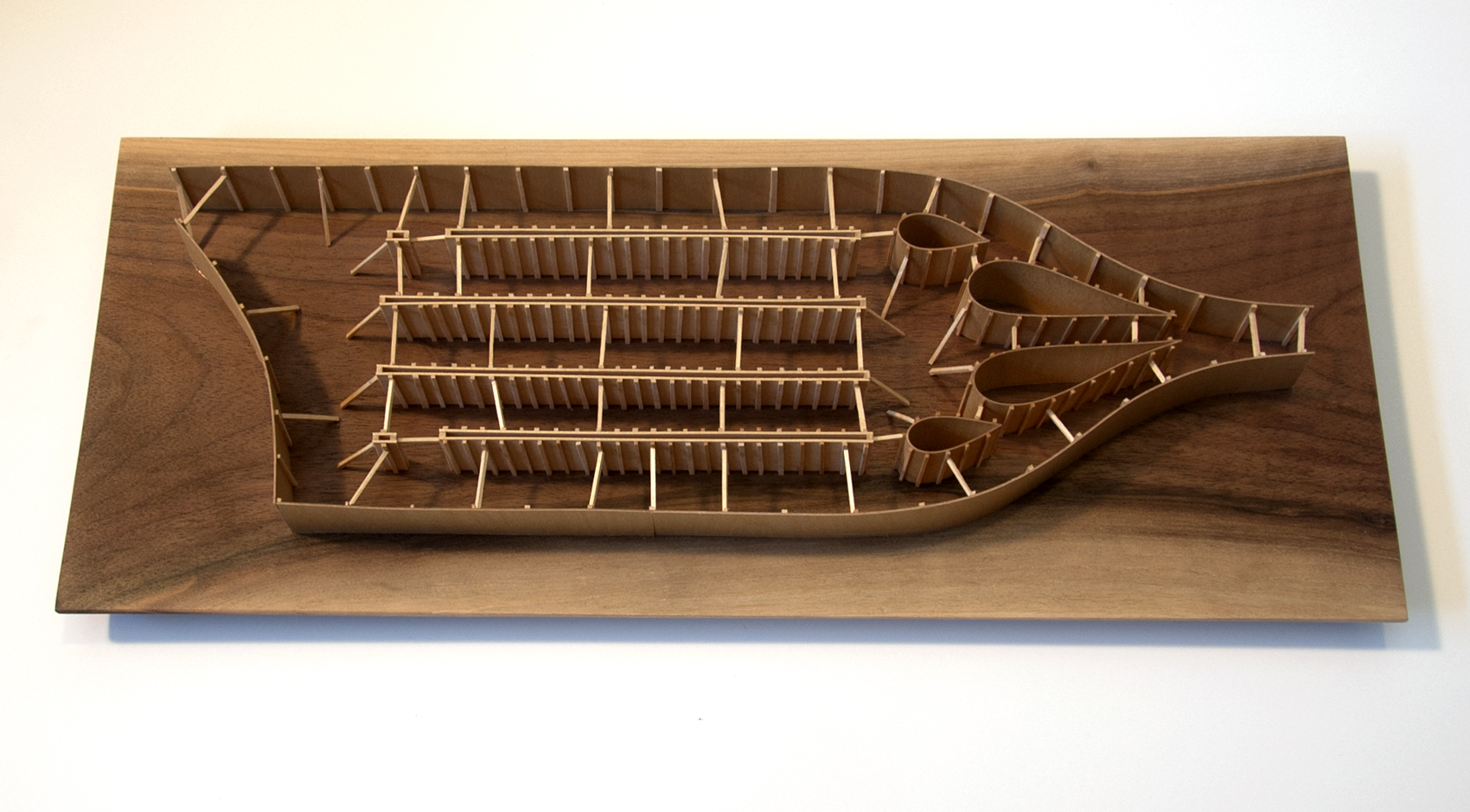Formwork for a Water Treatment Facility in Gunma, 2015, 2x8x22", walnut and basswood