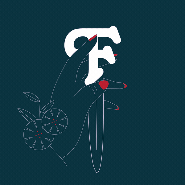 Animated logo: subtle floral motion and dagger sheen