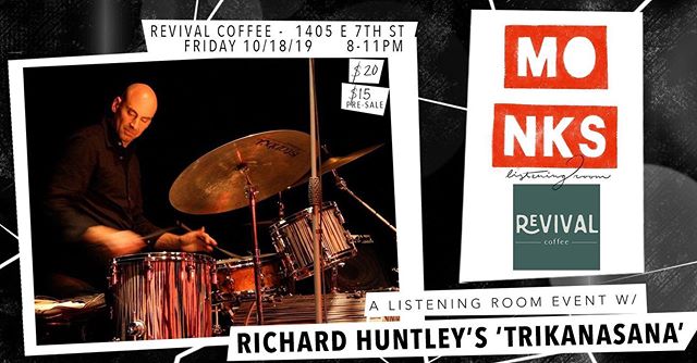 This Friday, Oct 18th, recent Austin transplant and Butler School of Music faculty member, @rlhuntleydrum reunites with tenor saxophonist #emilhess from Copenhagen, aided by @jonlundbom and @t.has.bass. Richard and Emil met at a jam session in New York have been playing together since 1996, releasing four albums together, and playing many jazz festivals worldwide, most recently the Copenhagen Winter Jazz festival and the Turku (Finland) jazz festival in 2019.
The Quartet will perform originals by Huntley, Hess, and lesser known jazz standards, combining the sounds of hard bop, free jazz, and Afro-Cuban stylings along with a more open Nordic ECM sound.
Visit --- rlhuntley.com
-----
@revival.coffee (1405 E 7th St.)
All Ages | $20/$15 Pre-sale
Doors @ 8pm
Sets @ 8:30pm & 10pm
Richard Huntley - Drums
Emil Hess - Saxophone
Jon Lundbom - Guitar
Tarik Hassan - Double Bass
@violetsoundatx will be spinning fresh and classic vinyl before, between, and after sets
---
Beer and wine are available at the Revival counter, as well as kombucha, espresso, tea, and more.
#jazz #listeningroom #diy #popupshop #doublebass #drums #saxophone #guitar #monksjazz #revivalcoffee #eastaustin #quartet #austintexas #eastaustin