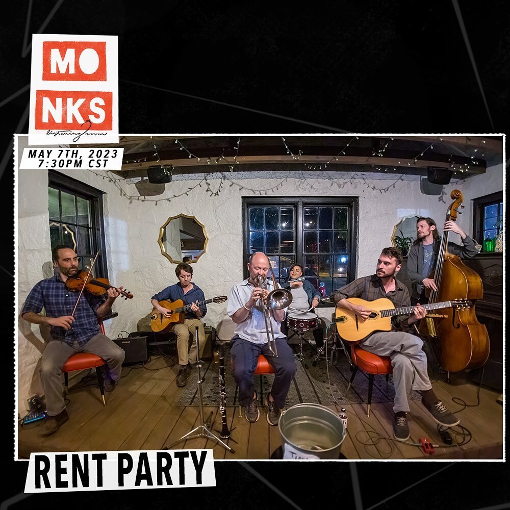 This week at #monks
5/9 @rentpartyatx 
5/10 @austinjazzsociety Youth Jazz Orchestra
5/11 @houstonensemble
5/12 @classactioncomedy_ 

Grab your tix at the link in bio ↖️, don&rsquo;t forget to #byob for our listening room, live taping performances! 

