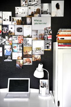 A dark wall featuring inspiration, beautiful images and quotes. Pure simplicity. 