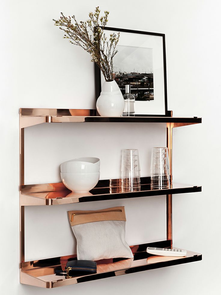 Copper shelving.