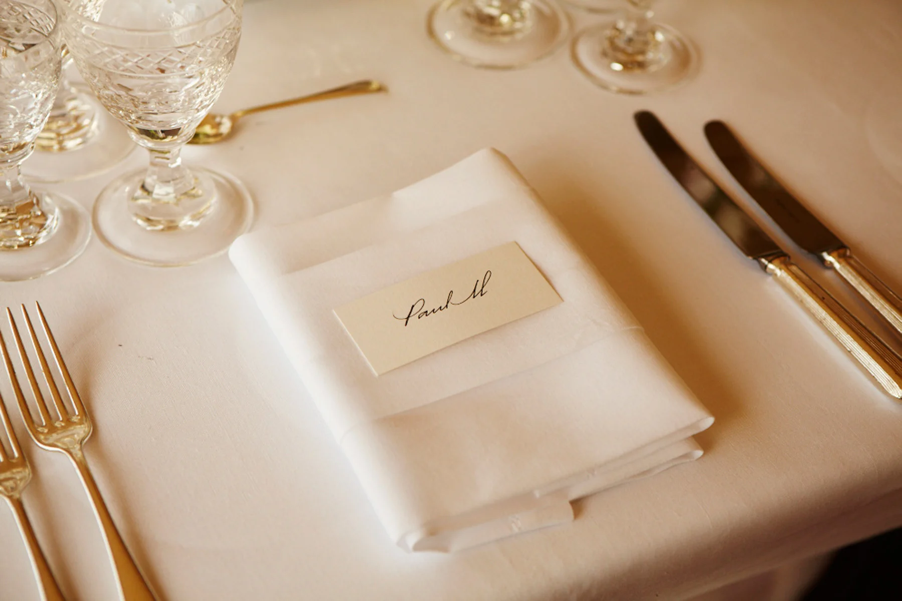 Place settings were marked with beautiful calligraphy. Simple, yet stylish and timeless.
