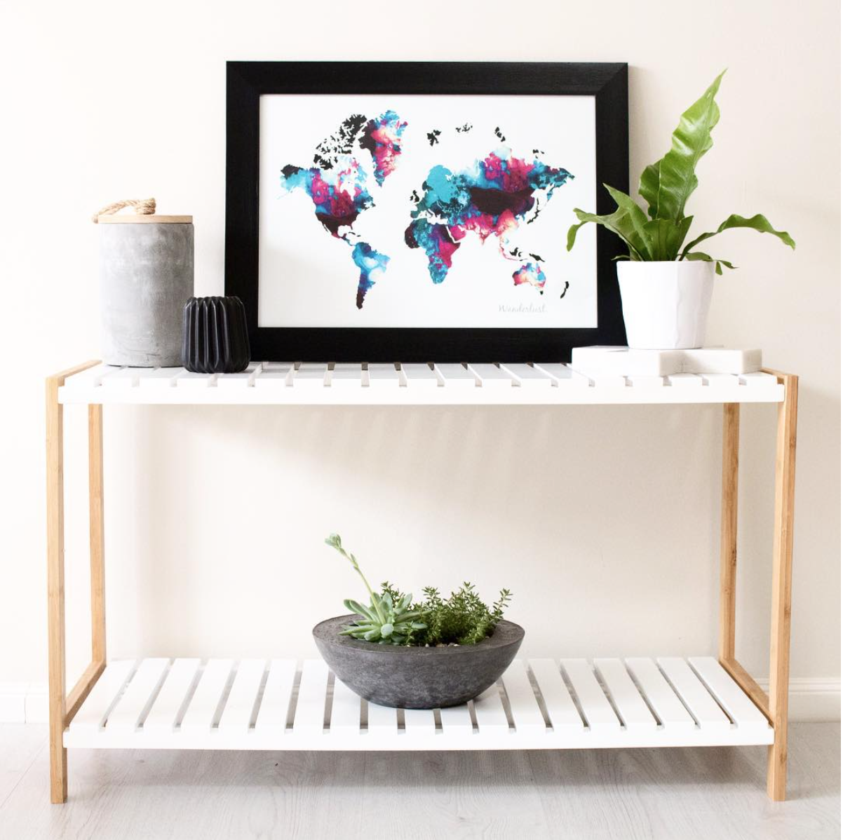 Product Styling & Photography Artwork - The Little Things Design Concrete Planter - Bayko Homewares Stand - Mocka Australia Concrete Canister & Vase - Pillow Talk Â